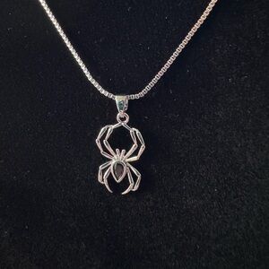 Silver Spider Pendant Necklace